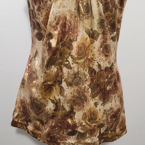 Daytrip Size Medium Floral Metallic Thread Spaghetti Strap Tank Cami Y2K Boho - Picture 3 of 13